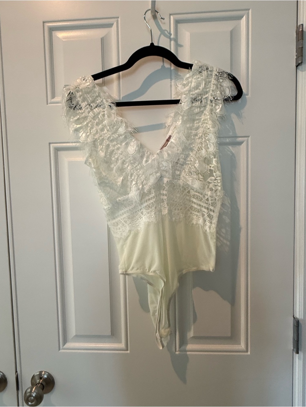 Lace V-Neck Ivory Bodysuit